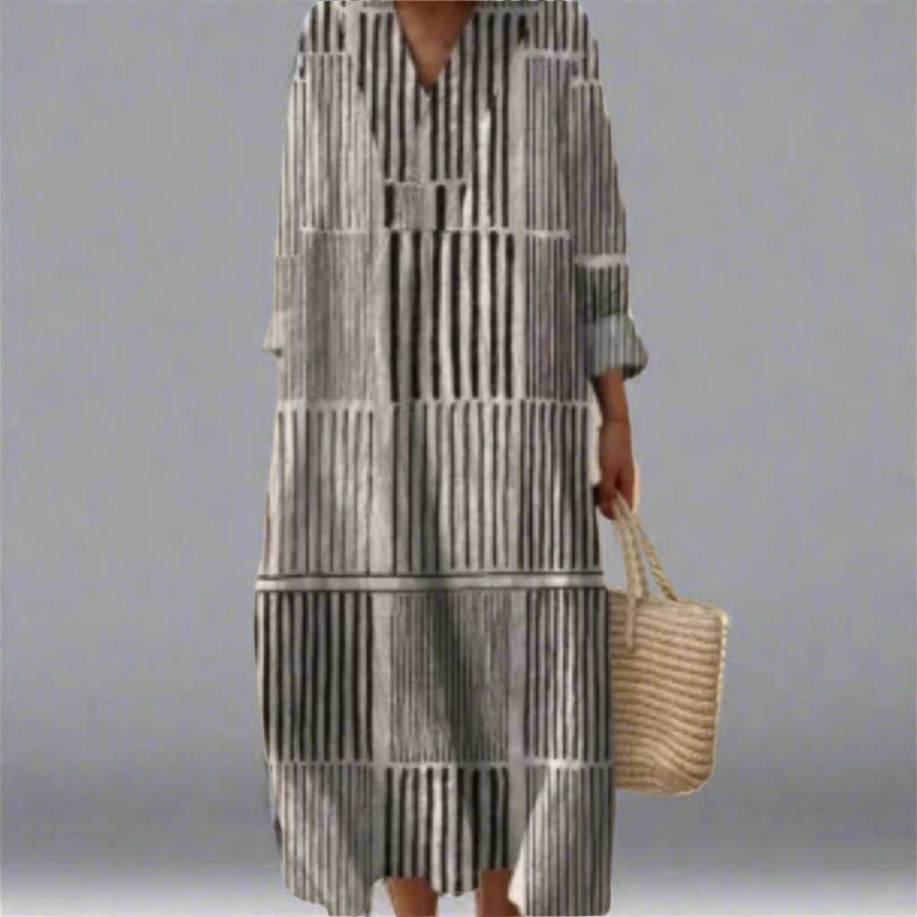Maggie | Monochrome Stripe Comfort Dress